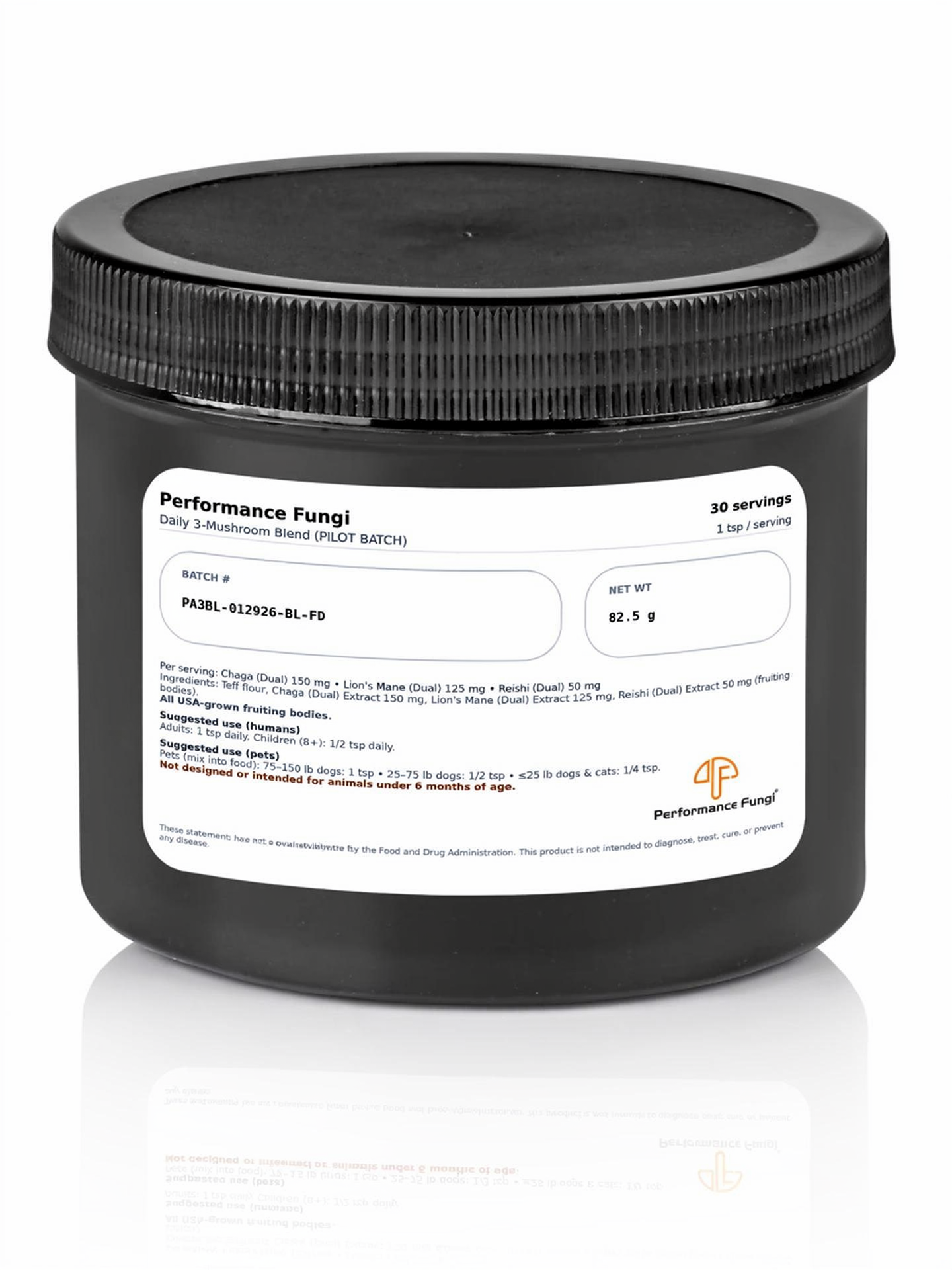 Daily 3-Mushroom Extract, Powder Blend (Limited Pilot Batch)